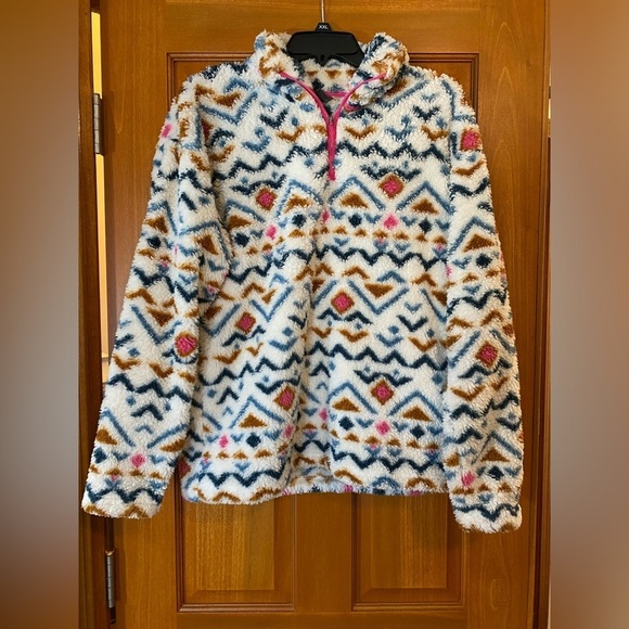Eddie Bauer Sweaters - Eddie Bauer 1/4 Zip Fleece Pullover Women's Large Aztec Southwest Outdoor Winter